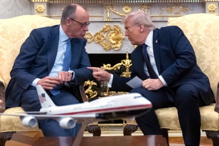 Merz (left) speaking to Trump in the Oval Office last week.