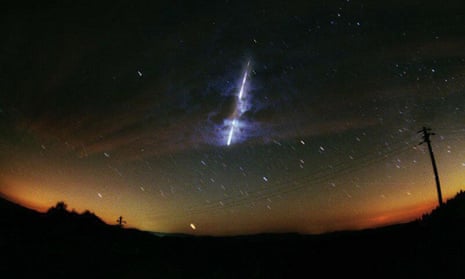 A Nasa image showing a meteor streaking across the sky in the United States