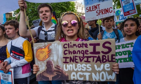Students protest in London and over 100 locations in the UK in the global climate strike against lack of action by governments worldwide to combat the climate crisis