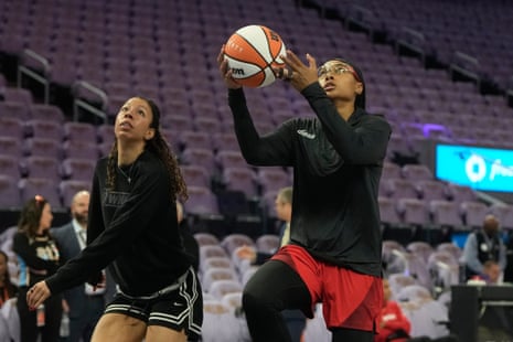 Atlanta’s Allisha Gray warms up before Game 1 of the WNBA finals in San Francisco on Saturday.