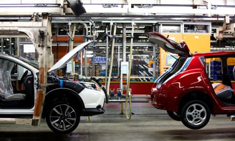 Nissan Qashqais on the production line at the company’s Sunderland plant.