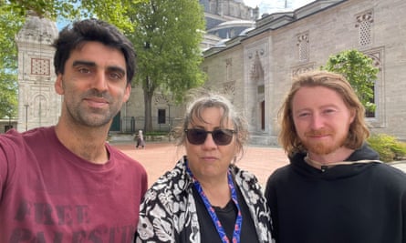 Surya McEwen with Australian representatives Daniel Coward and Helen O’Sullivan. Gaza Freedom Flotilla Boats on a mission challenging Israel’s control over the entry of humanitarian assistance into Gaza