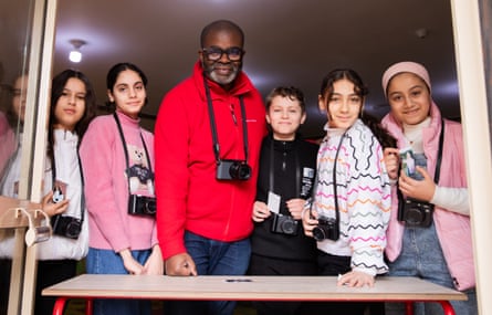 Photographer with students