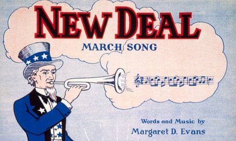 A detail from the poster of composer Margaret D Evans’ New Deal march song