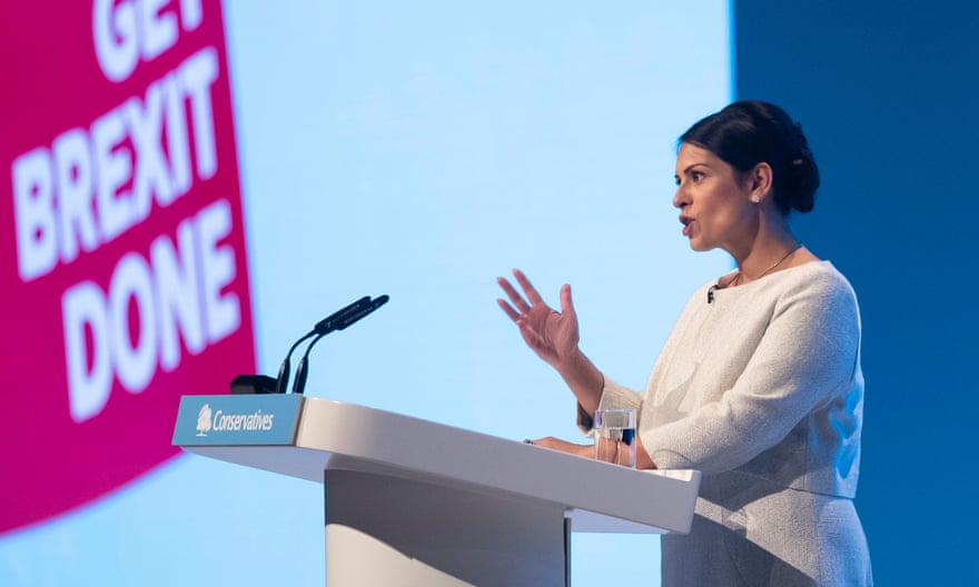 Home secretary Priti Patel speaking at the Conservative party conference in Manchester earlier this month.