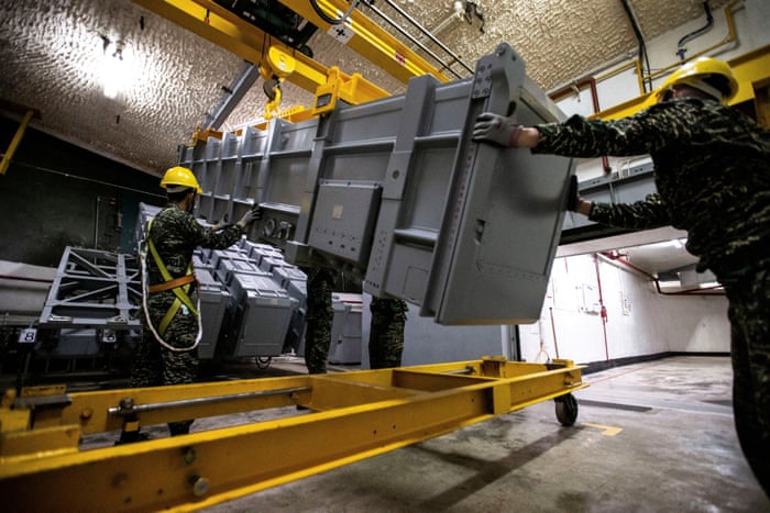 Handout image of Taiwan Navy soldiersrehearsing at an undisclosed location.