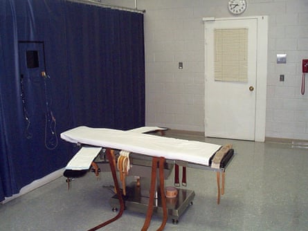 FILE - This undated file photo provided by the Virginia Department of Corrections shows the execution chamber at the Greensville Correctional Center in Jarratt, Va. Death penalty opponents are cautiously optimistic they have enough bipartisan support from lawmakers to pass a bill in 2021 ending executions in Virginia. Democratic Sen. Scott Surovell is again sponsoring a bill that would abolish the death penalty, and he has a Republican chief co-patron. (Virginia Department of Corrections via AP, File)