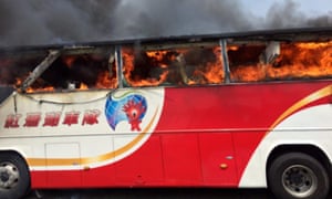 A handout photo shows the devastation on the bus which crashed near Taipei.