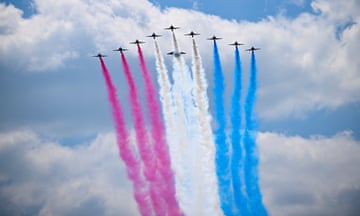 The Red Arrows perform a fly-past