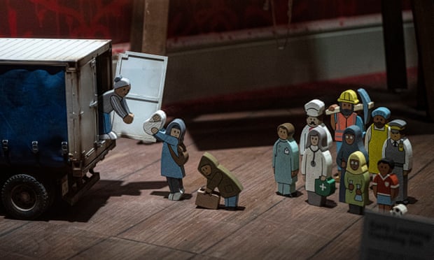 One of the items for sale from Banksy’s homewares store: a children’s toy where wooden migrant figures are loaded into a haulage truck