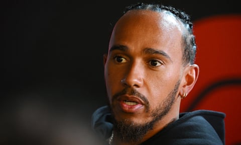 Lewis Hamilton speaks with journalists in the paddock before the Dutch Grand Prix.