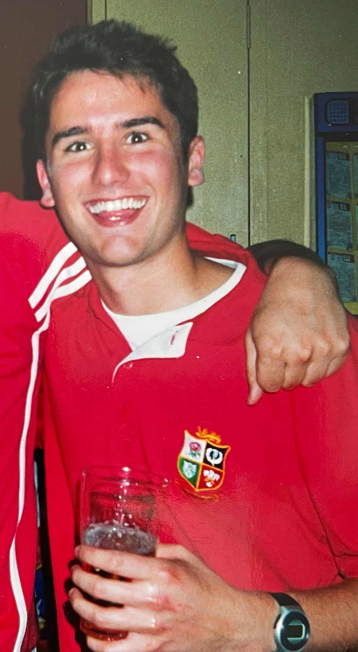 Luke McLaughlin enjoys a drink watching the Lions