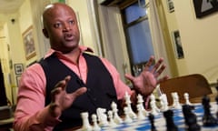 Maurice Ashley speaks after his induction to the US Chess Hall of Fame in 2016