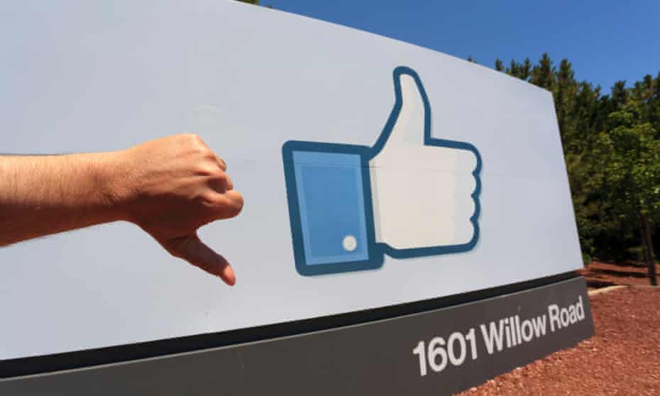 Facebook thumbs-up sign at its Silicon Valley HQ