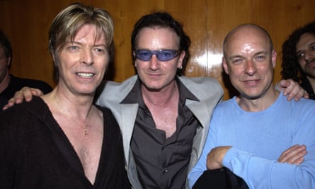 Eno with David Bowie and Bono
