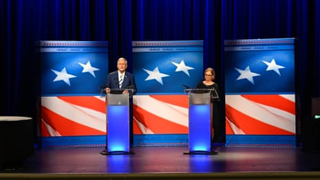 Darline Graham and Ralph Norman participate in a televised debate ahead of the Republican primary runoff.