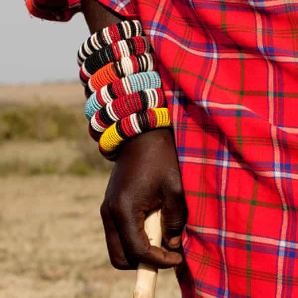 Maasai man with beaded bracelets.