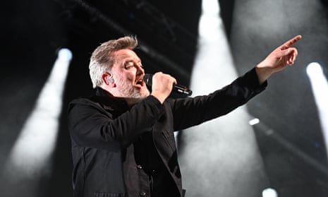 Guy Garvey performs with Elbow at the O2 Arena, London.