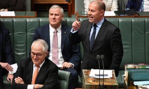 Prime Minister Malcolm Turnbull and Minister for Energy Josh Frydenberg during Question Time