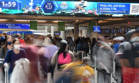 Passengers at Orlando airport, US.