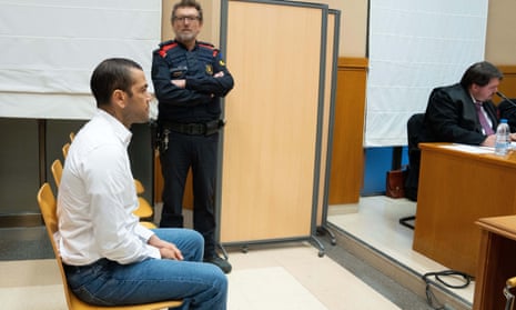 The former Barcelona and Brazil player Dani Alves in a Barcelona courtroom on 5 February