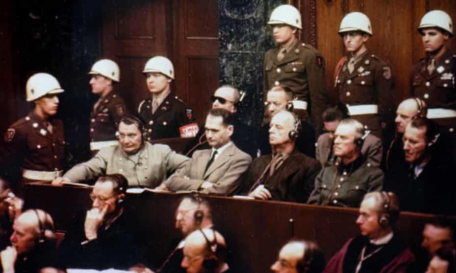 Photograph of Rudolf Hess taken during the Nuremberg Trials. 