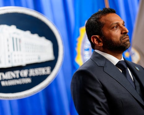 US Federal Bureau of Investigation (FBI) director Kash Patel during a press conference at the Justice Department in Washington DC on 28 April .