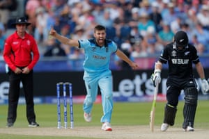 Wood celebrates bowling Neesham for 19.