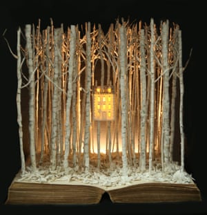 Paper Birches, 2023, created from a collection of fairy stories and refers to the birch forests of Europe - where many tales are set. By Su Blackwell.