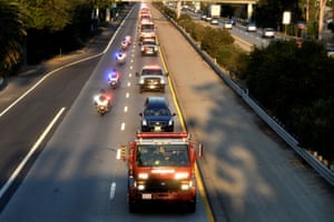 Santa Paula, USA A procession of firefighting vehicles