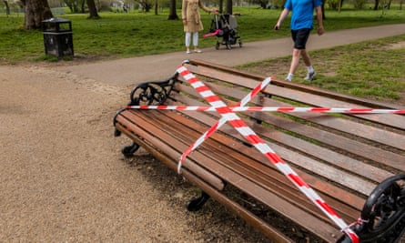 Lambeth council has closed the bandstand on Clapham Common and tapes up many of the benches to encourage exercise use and to discourage loitering.