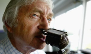 Channel 4 commentator Richie Benaud during Test match between England and the West Indies at Old Trafford in England on 13 August 2004.