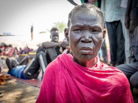 Awok Yak Wek, 50, was in Khartoum to visit her grownup children when the war broke out. They have all come to Renk but are now stranded here. She’s worried about the lack of sanitation where they stay, and hopes to leave in the coming days.