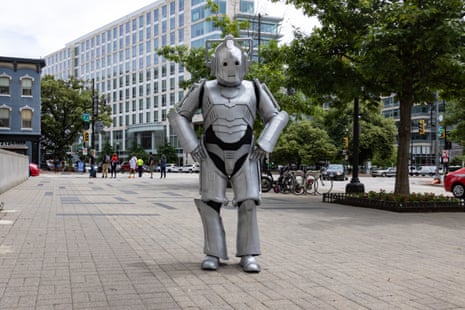 A person dressed as a robot attends the 2022 Awesome Con comic convention at the Walter E. Washington Convention Center in Washington, D.C.