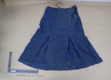Blue skirt with a label attached