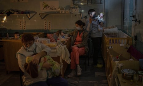 Hospital staff take care of orphaned children at the children's regional hospital maternity ward in Kherson on 22 November.