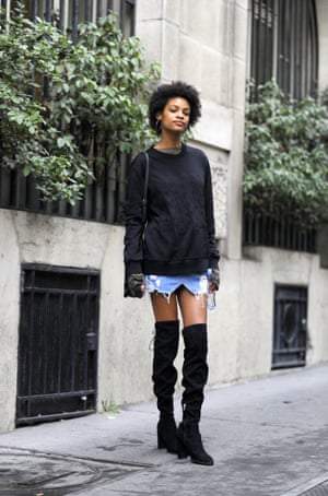 Over-the-knee boots at Paris fashion week.