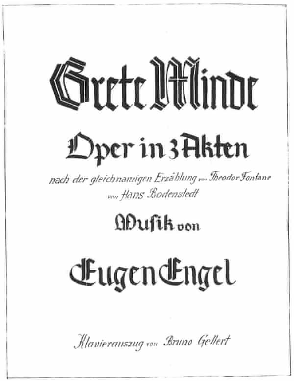 The cover of Engel's score of his opera Grete Minde