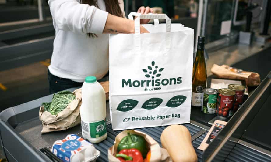 Morrisons sturdy paper bags at checkouts