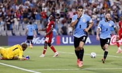Luis Suárez scored a 92nd-minute equaliser for Uruguay to force extra-time, and also converted a penalty in the shootout