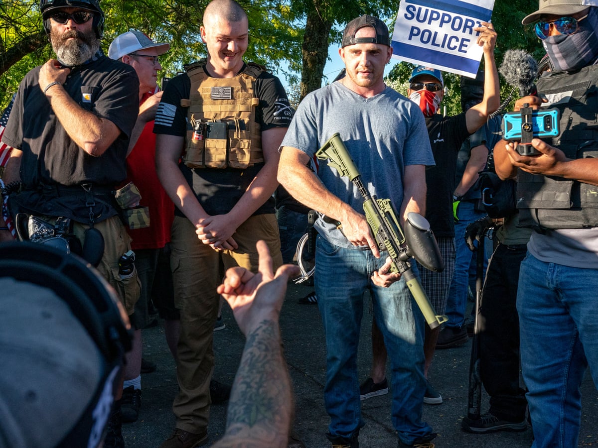 Portland Suffers Serious Street Violence As Far Right Return Prepared To Fight Portland The Guardian