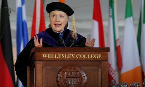 Former presidential candidate Hillary Clinton delivers the commencement address at Wellesley College in Wellesley, Massachusetts, in May 2017.