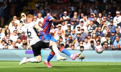 Crystal Palace's Odsonne Edouard scores their first goal at Fulham.