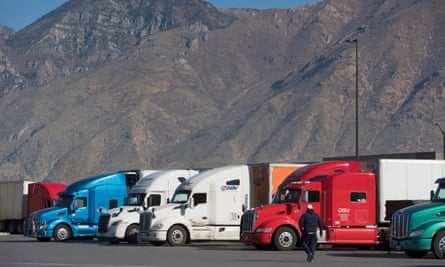 Truckers take a break at the Loves Truck stop on November 2021 in Springville, Utah.