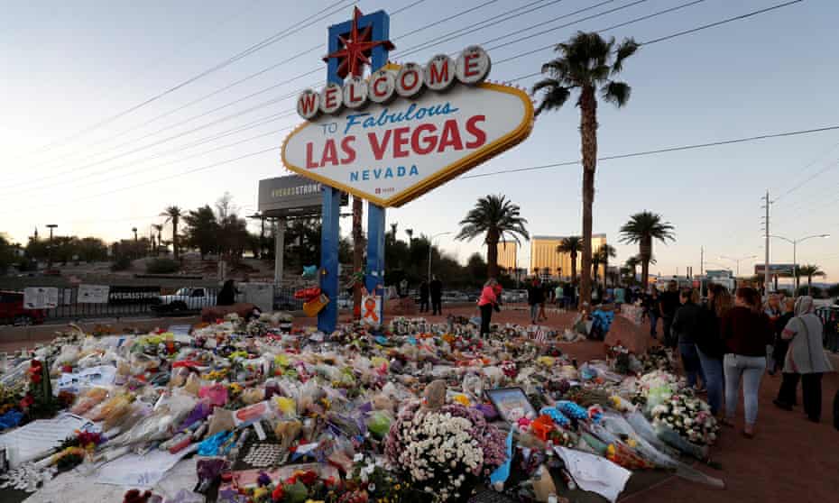 A memorial to the victims who died in the Las Vegas shooting.