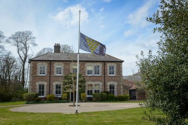 The Duchy of Cornwall flag at half mast at its headquarters in Poundbury last year, upon the death of Prince Philip.