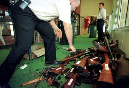 Destroyed firearms on the last day of Australia’s gun buyback scheme