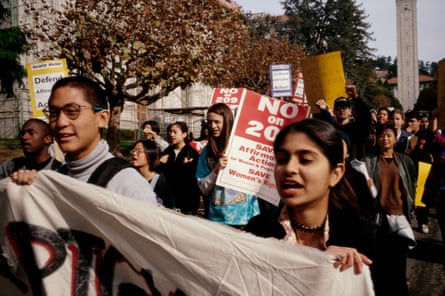 Students protest outside the meeting of the University of California’s Board of Regents. The board eliminated affirmative action in 1995.