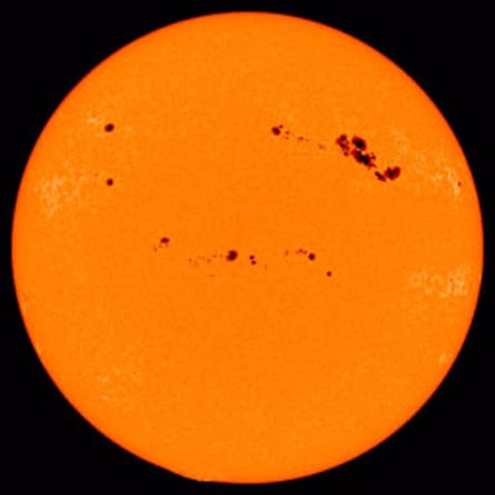 Sunspots – darker, cooler patches on the sun’s surface – in 2001.