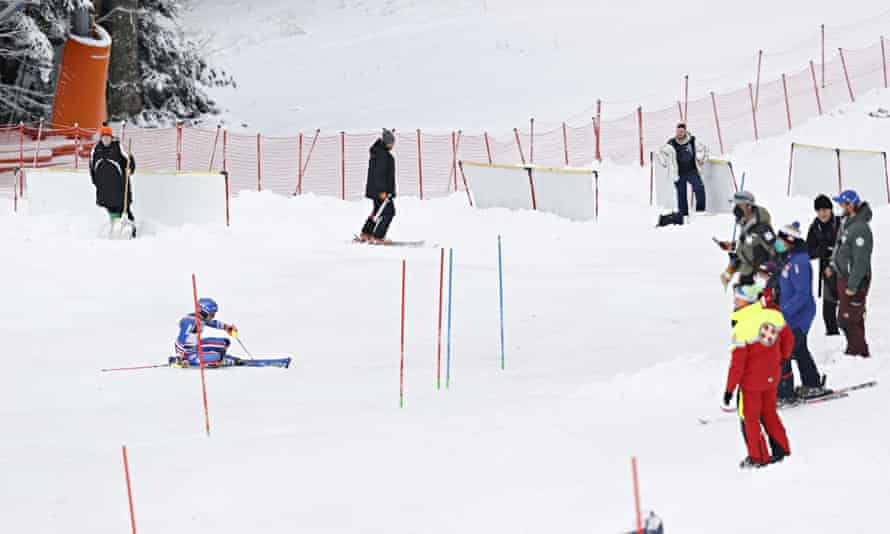 Victor Muffat-Jeandet in action during the Audi FIS Alpine Ski World Cup Men’s Slalom in Zagreb Croatia on 5 January 2022.